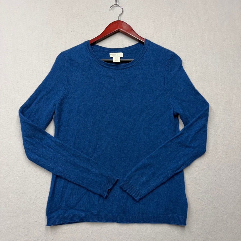 Adrienne Vittadini Sweater Womens XL Blue 100% 2-Ply Cashmere Crewneck Pullover